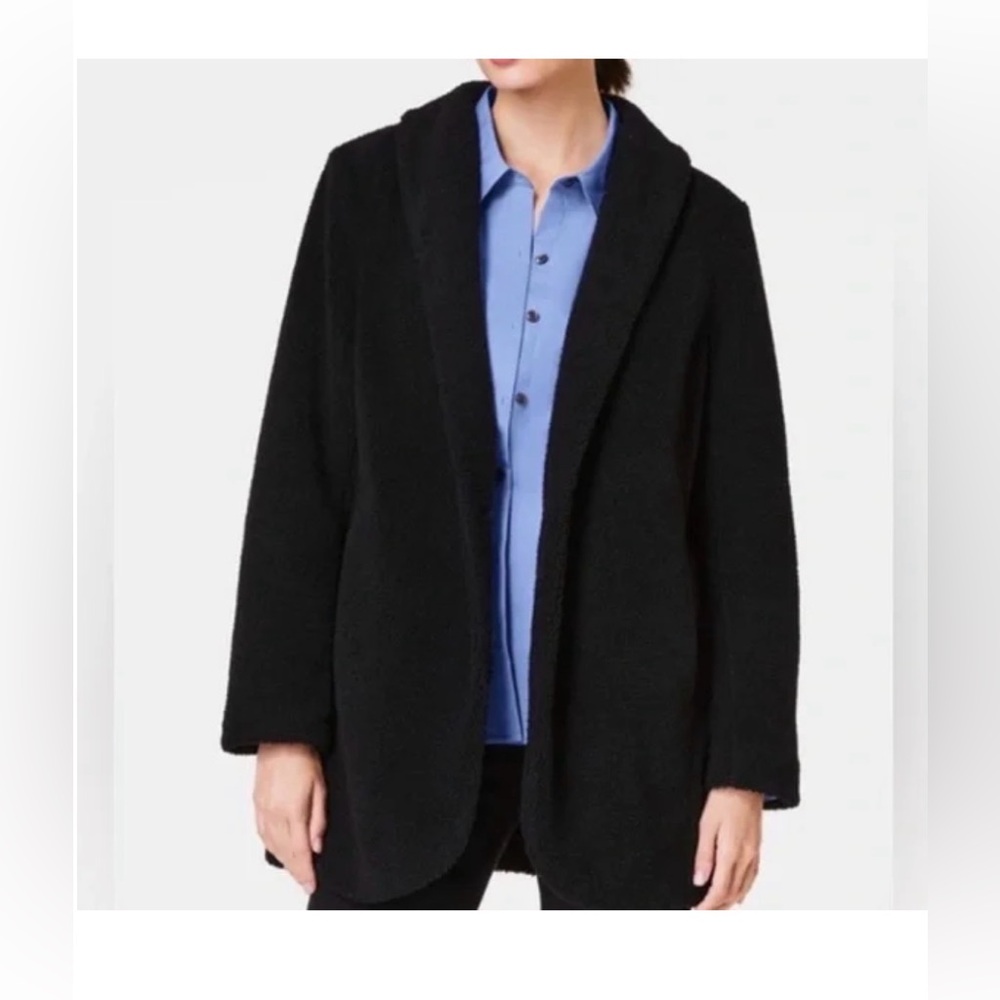 SPANX Black Teddy Spanx Black Luxe Fleece Shirt Cozy Oversized Jacket Large